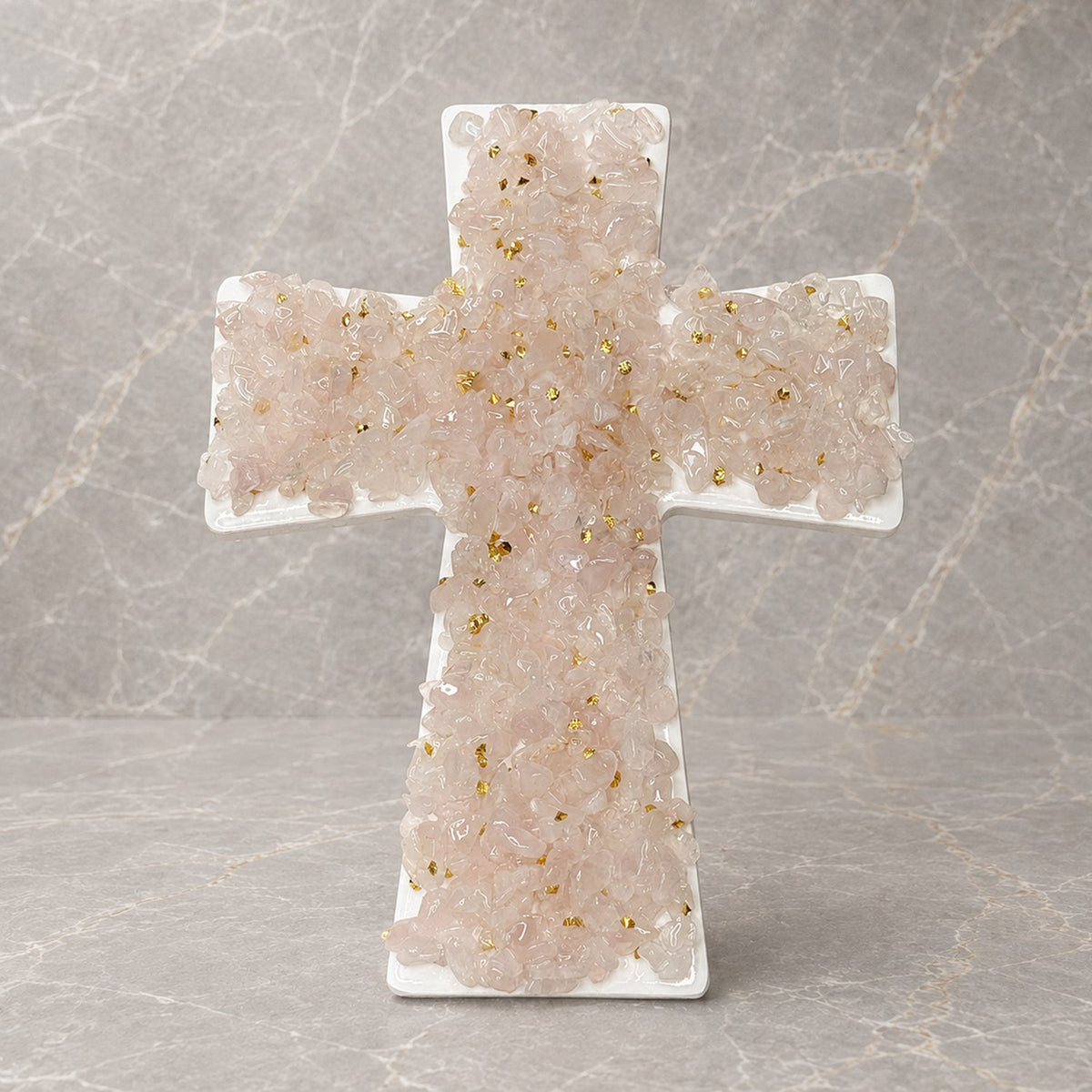 Rose Quartz Ceramic Cross