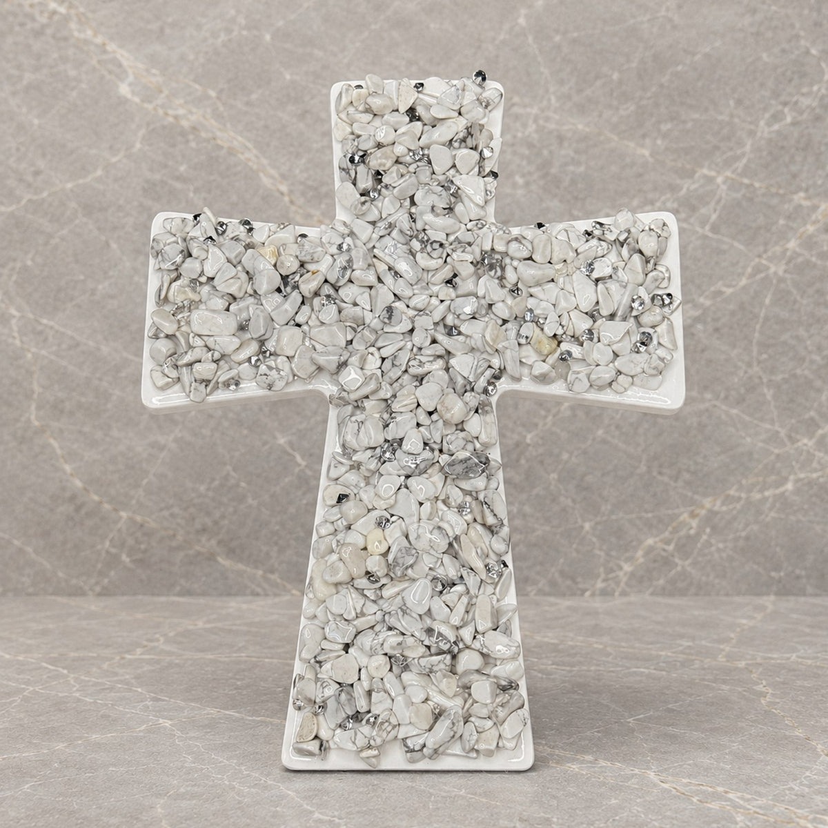 White Howlite Ceramic Cross