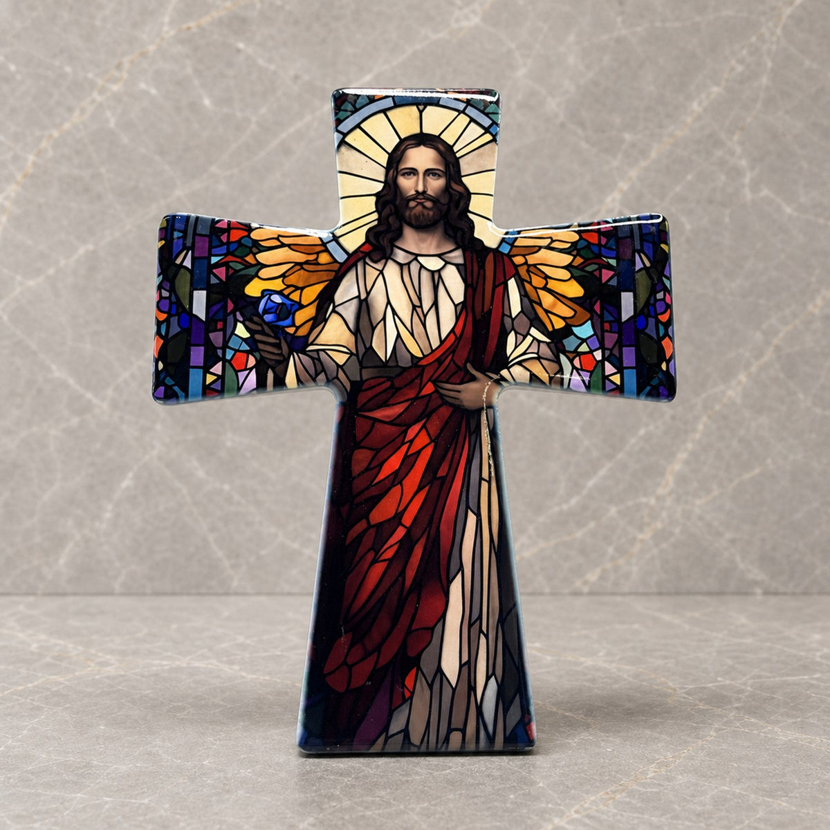 Jesus Stained Ceramic Cross
