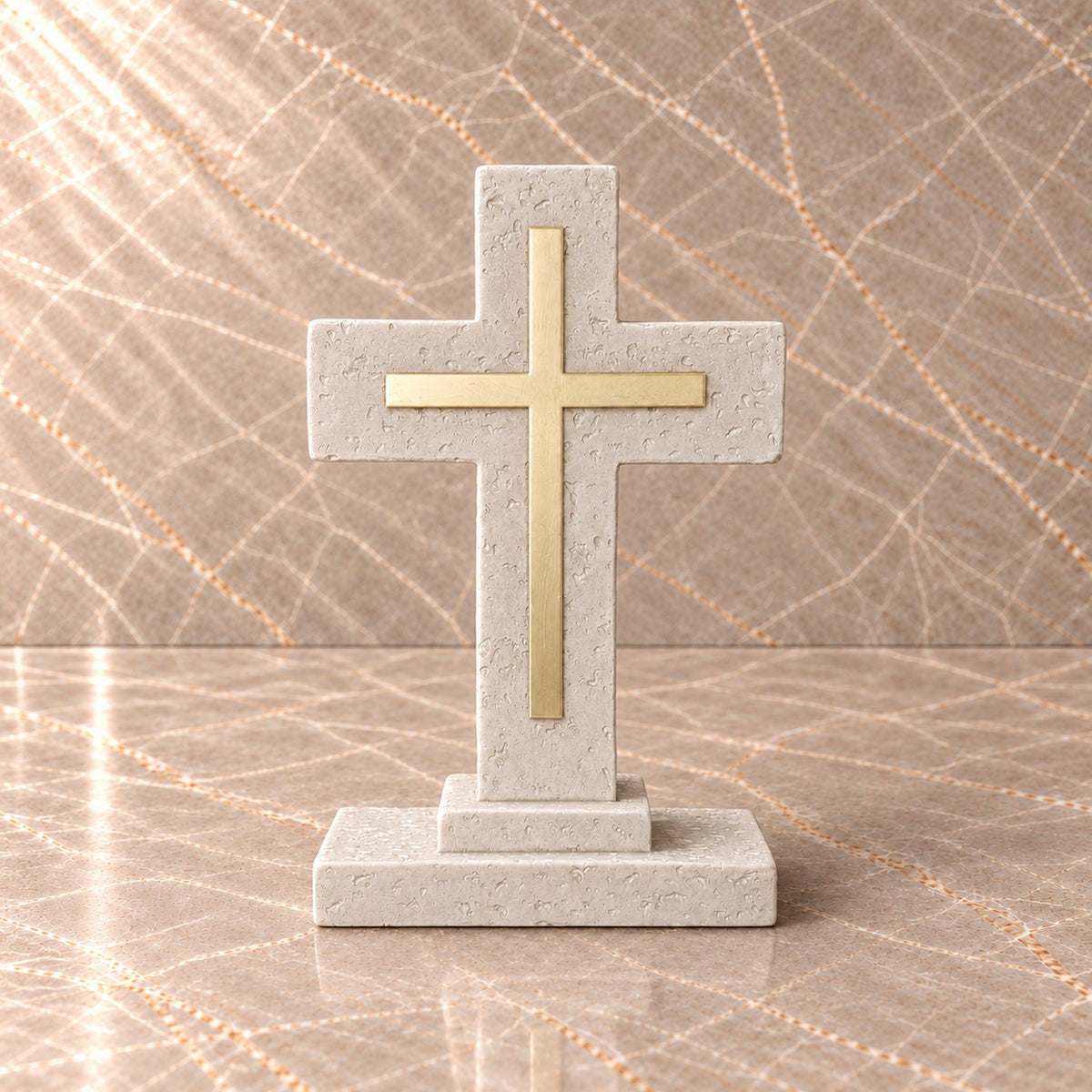 Stone Cross with Gold