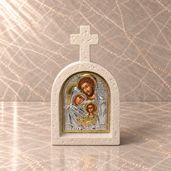 Holy Family Orthodox Stone Cross Icon