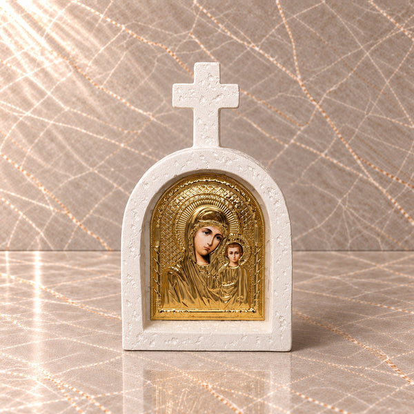 Mother Mary Catholic Stone Cross Icon