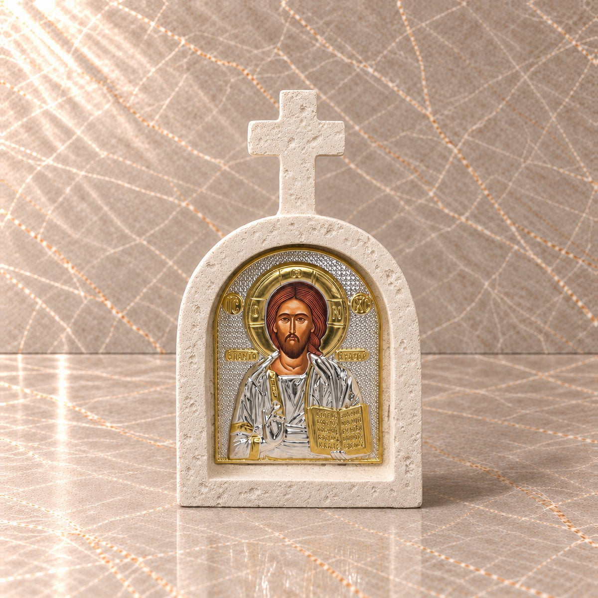 Jesus Stone Cross Icon