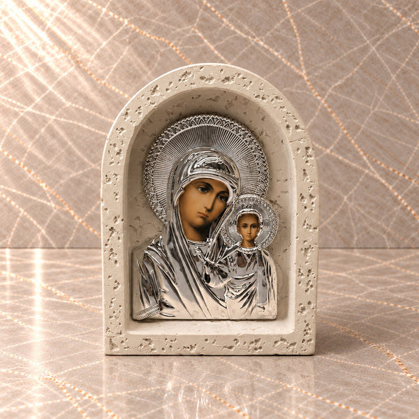 Mother Mary and Jesus Stone Icon