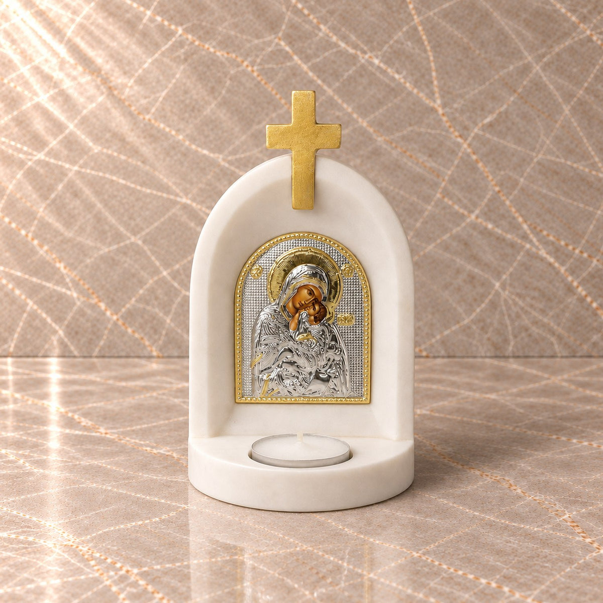 Mother Mary and Jesus Orthodox Candle Altar