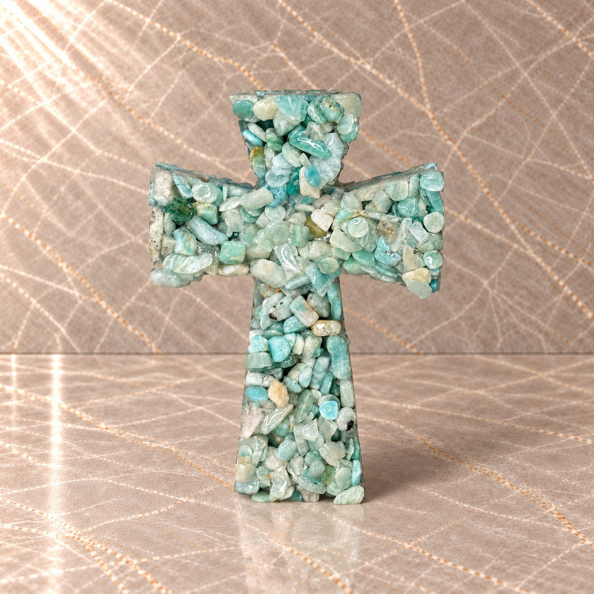 Amazonite Crystal Cross (Freestanding)