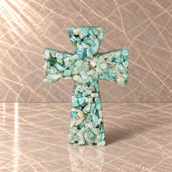 Amazonite Crystal Cross (Freestanding)