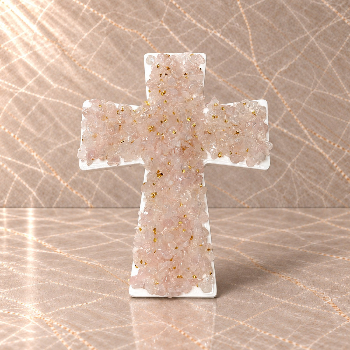 Rose Quartz Ceramic Cross