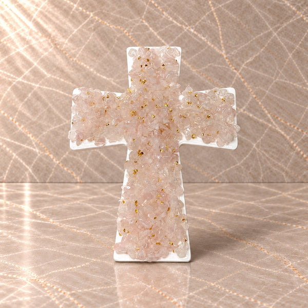 Rose Quartz Ceramic Cross