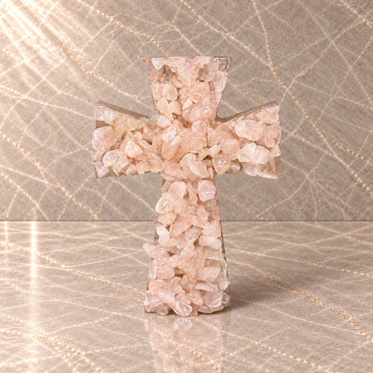 Rose Quartz Crystal Cross