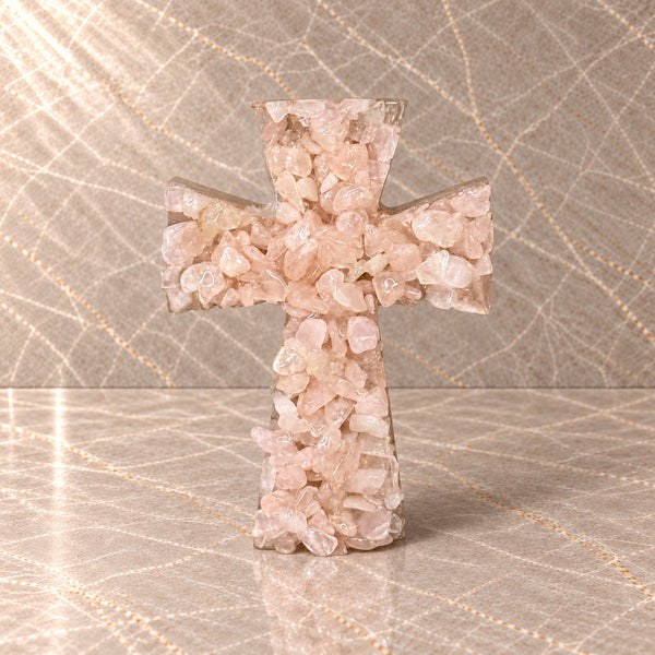 Rose Quartz Crystal Cross