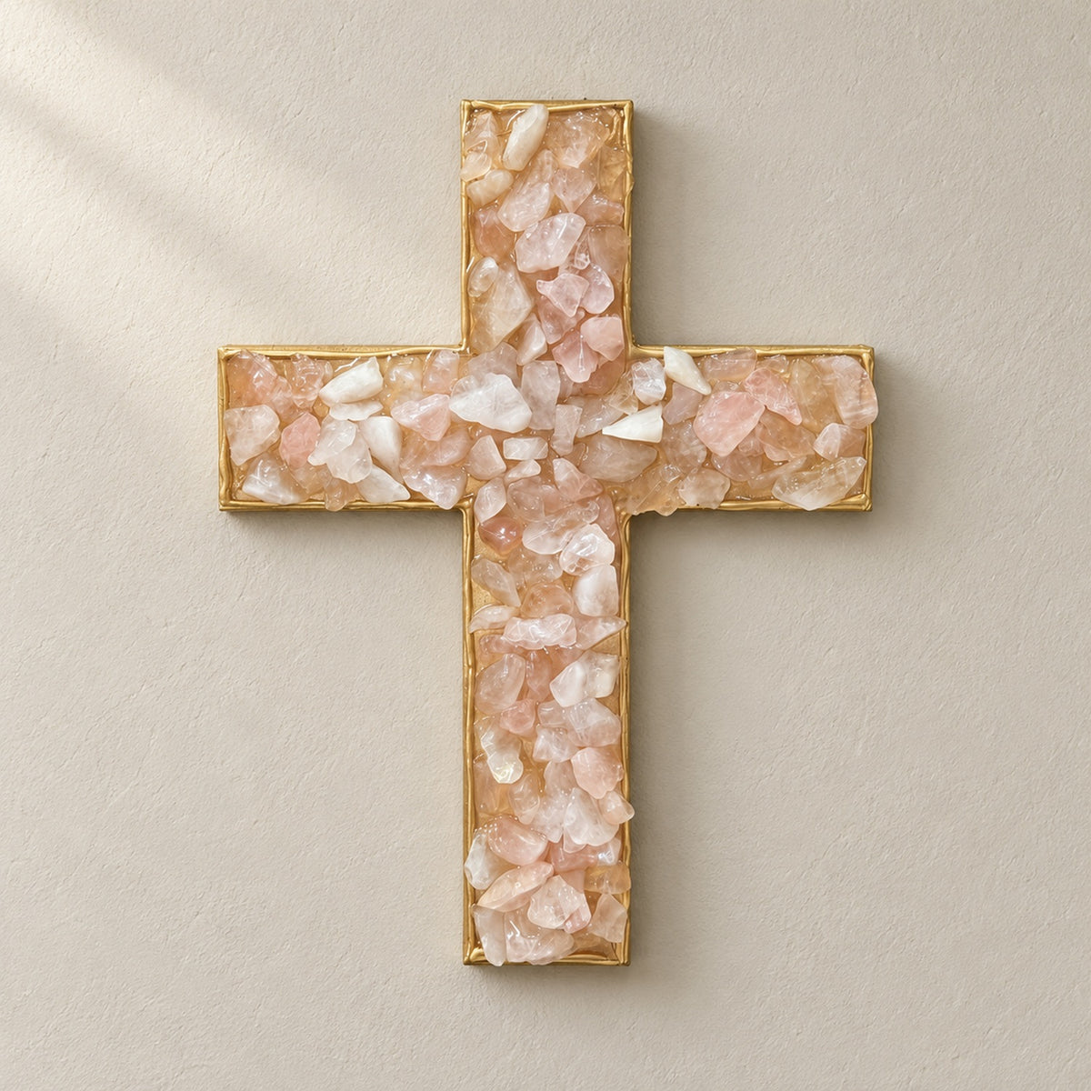 Rose Quartz Gemstone Cross
