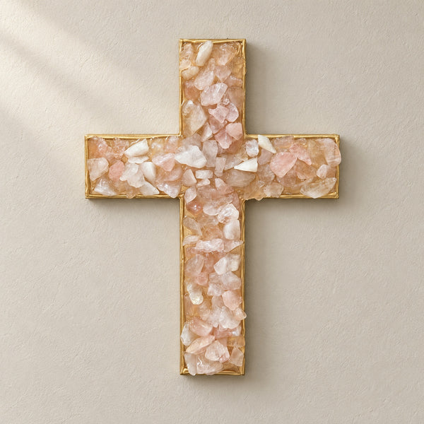 Rose Quartz Gemstone Cross