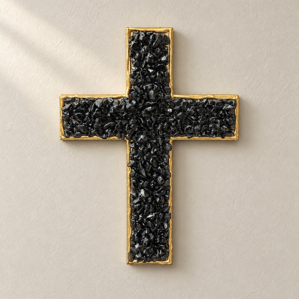 Black Obsidian Gemstone Cross