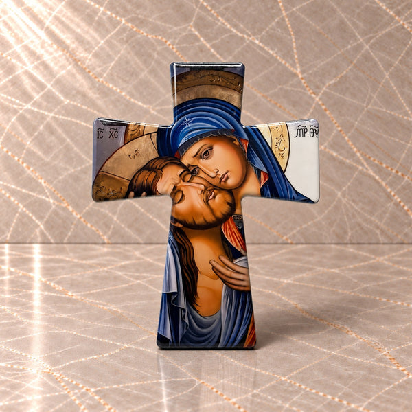 Mother Mary and Jesus Orthodox Ceramic Cross
