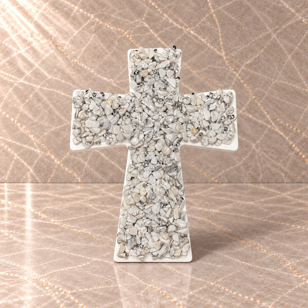 White Howlite Ceramic Cross