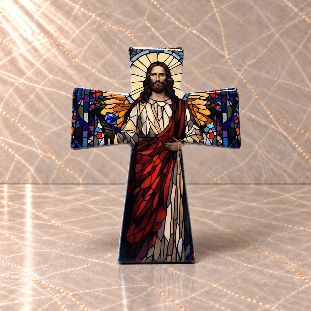 Jesus Stained Ceramic Cross