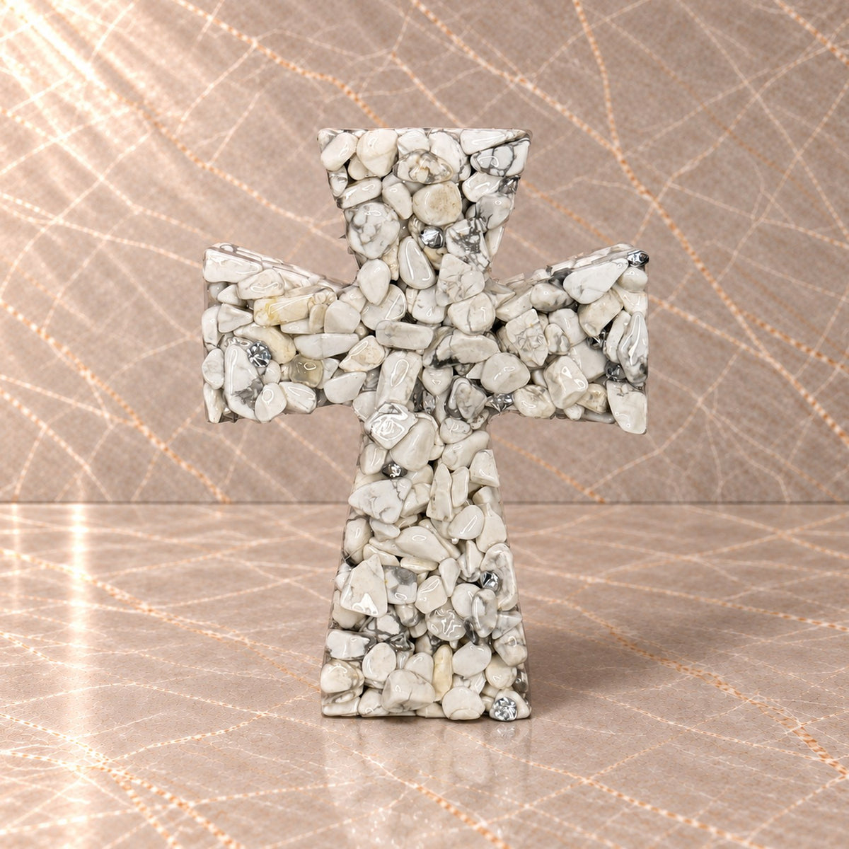 White Howlite Crystal Cross
