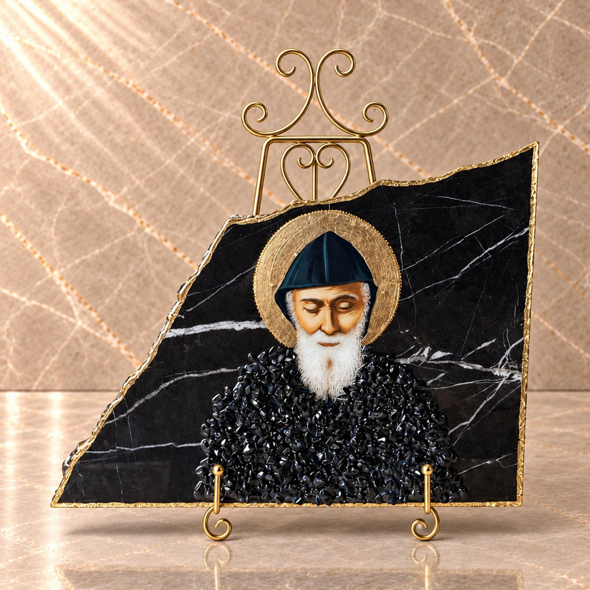 Saint Charbel Stone Icon