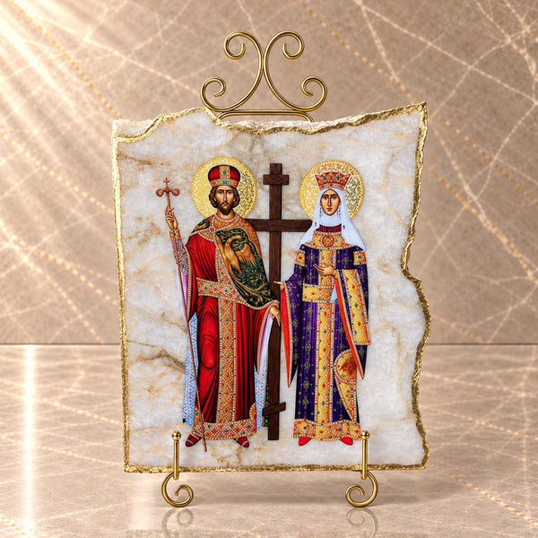 Saints Constantine and Helen Large Stone Icon