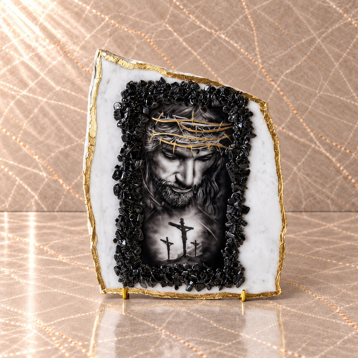 Jesus Crown of Thorns Marble Icon
