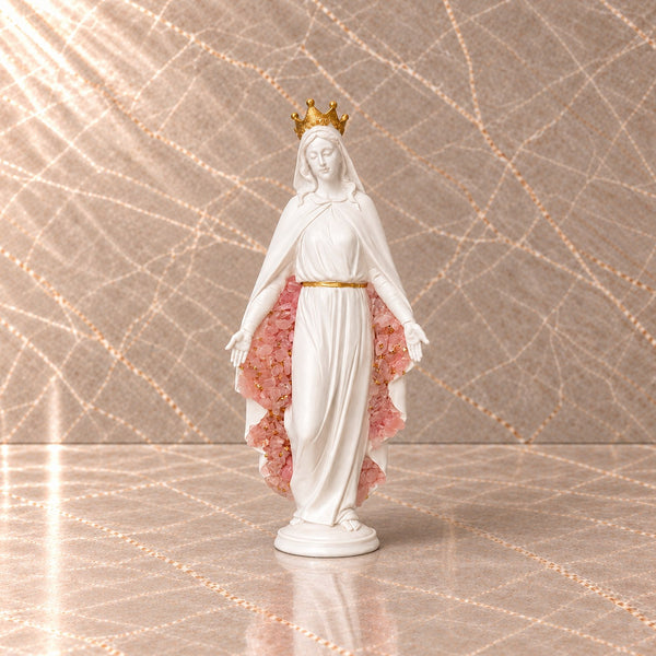 Mother Mary Rose Quartz Statue