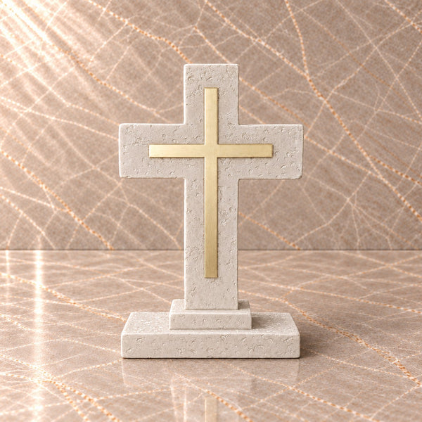 Stone Cross with Gold
