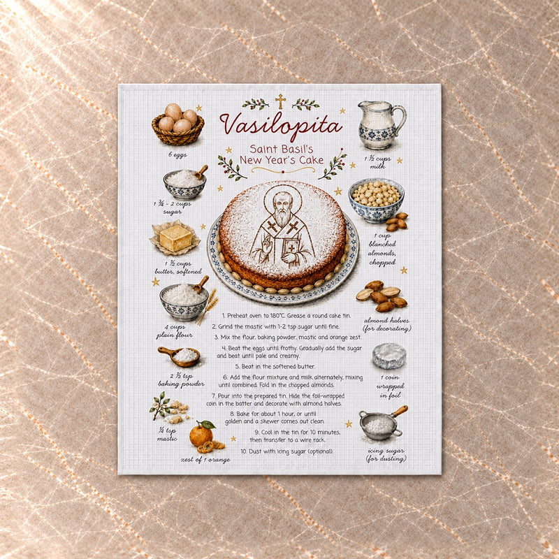Vasilopita Tea Towel (Preorder)