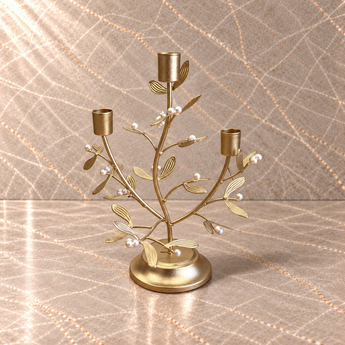 Gold Botanical Candle Holder