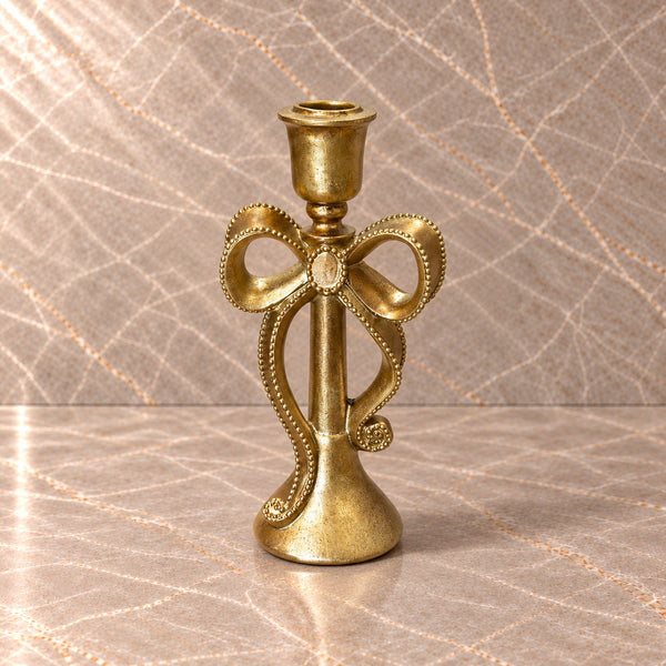 Small Gold Bow Candle Holder