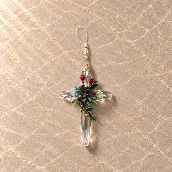 Hanging Crystal Cross Mistletoe