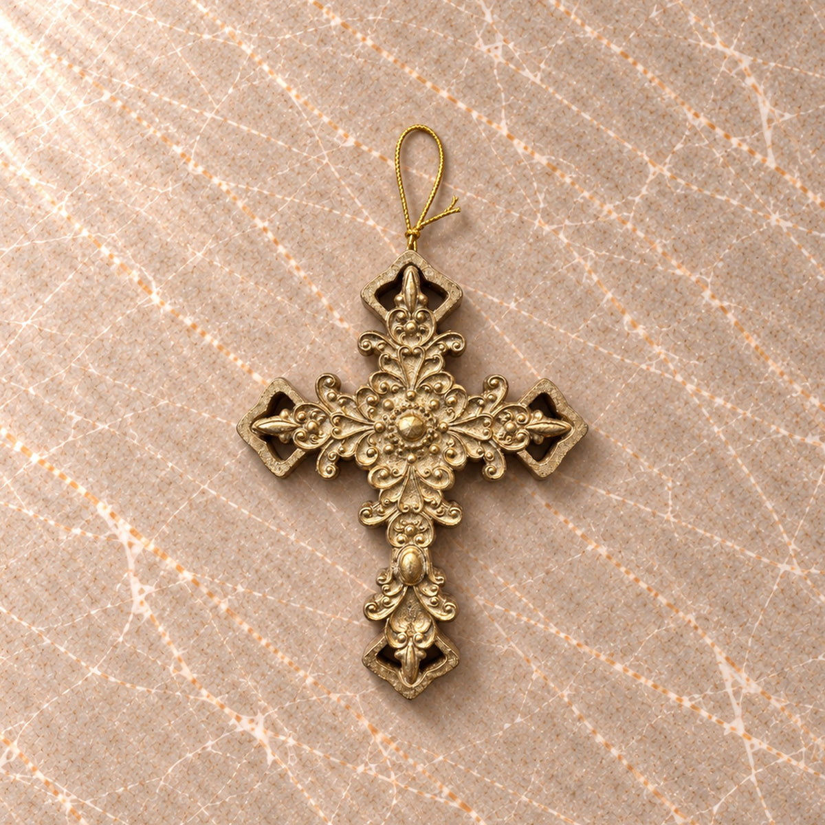 Antique Gold Scroll Cross Ornament