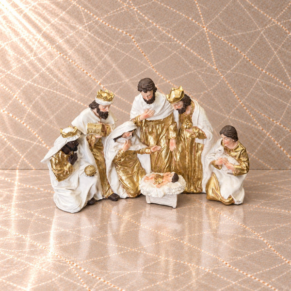 Ivory and Gold Nativity Scene
