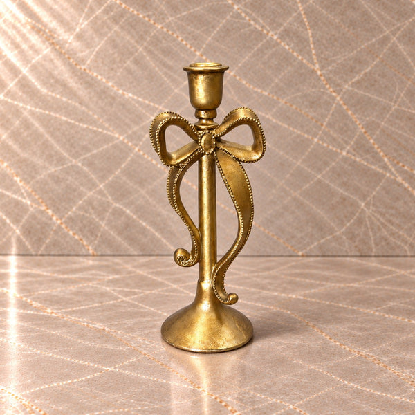 Tall Gold Bow Candle Holder